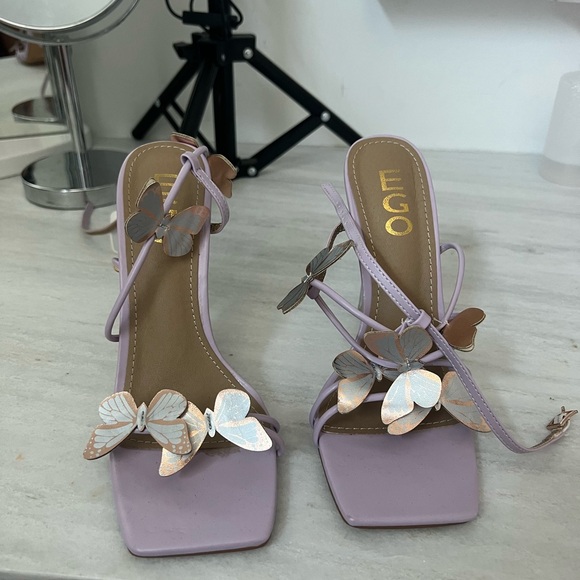 Purple butterfly heels clear heel - Picture 5 of 5